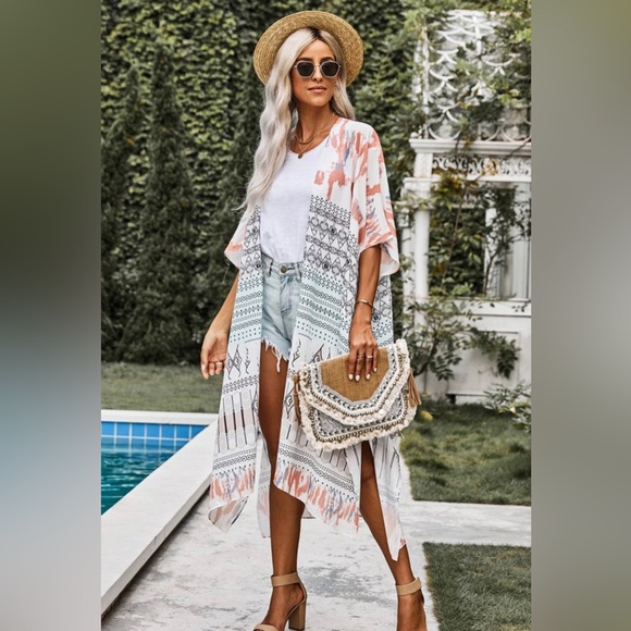 Beach Fever Longline Kimono Size OS NWT - Picture 3 of 5